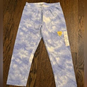 Cat and Jack new blue and white tie-dye capri leggings
